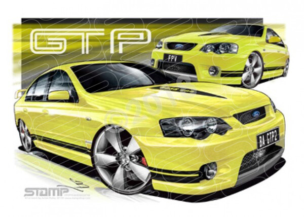 FPV BA MKII GT-P CITRIC ACID BLACK STRIPES A3 FRAMED PRINT (FV016)