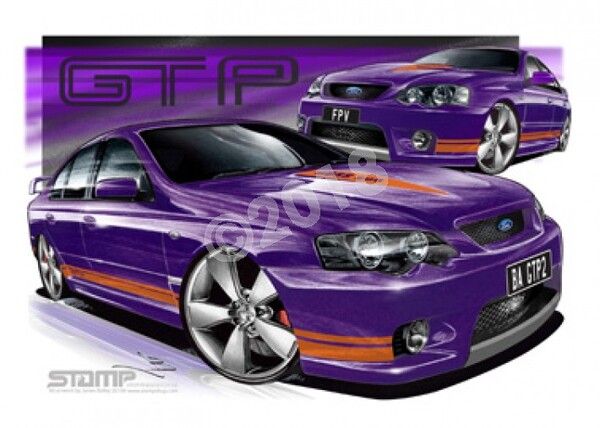 FPV BA MKII GT-P PHANTOM ORANGE STRIPES A3 FRAMED PRINT (FV020H)