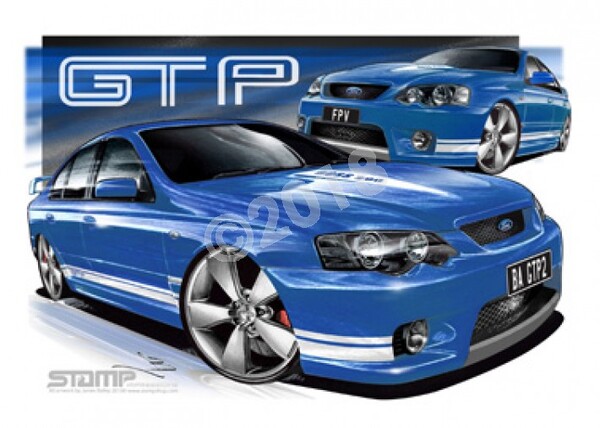 FPV BA MKII GT-P SHOCKWAVE WHITE STRIPES A3 FRAMED PRINT (FV020J)