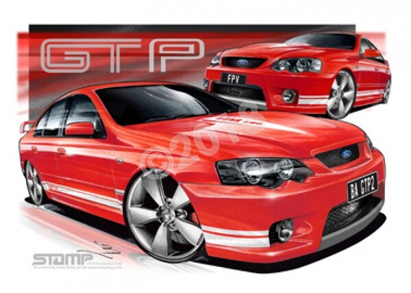 FPV BA MKII GT-P VIXEN WHITE STRIPES A3 FRAMED PRINT (FV020K)