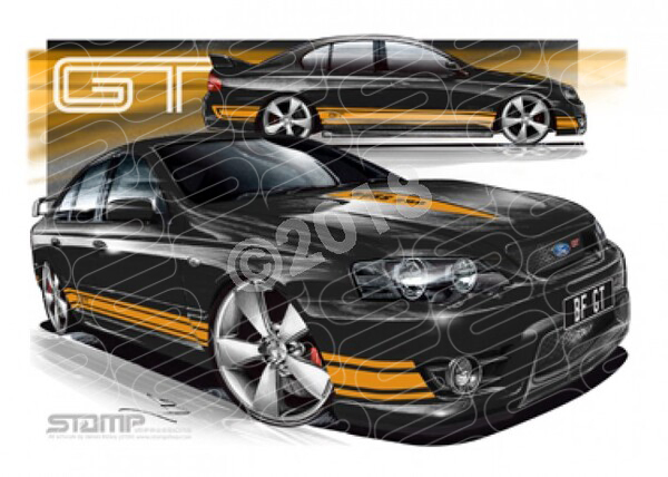 FPV BF GT BF GT SILHOUETTE ORANGE STRIPES A3 FRAMED PRINT (FV026B)