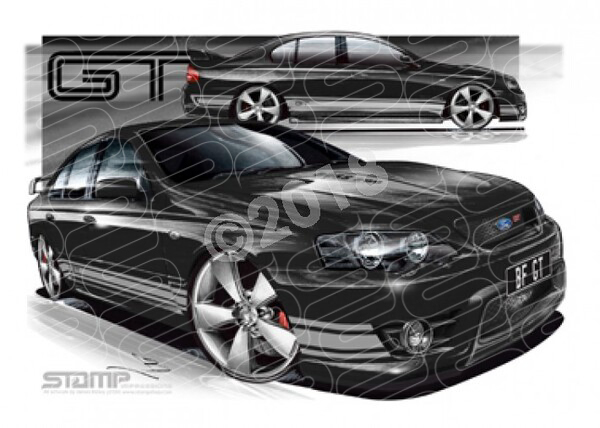 FPV BF GT BF GT SILHOUETTE SILVER STRIPES A3 FRAMED PRINT (FV026C)