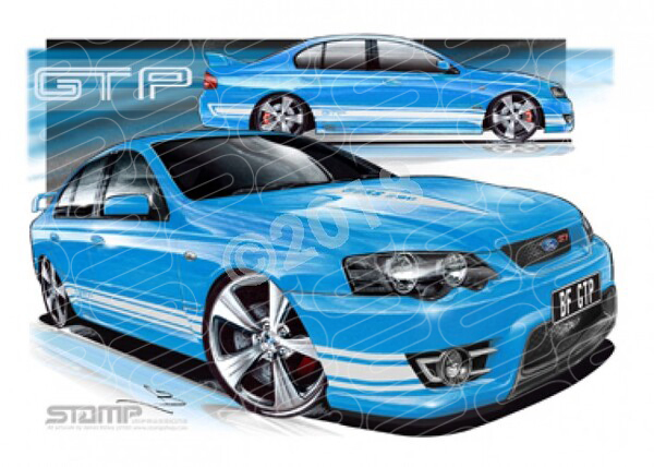 FPV BF GT BF GT-P BIONIC WHITE STRIPES A3 FRAMED PRINT (FV031)