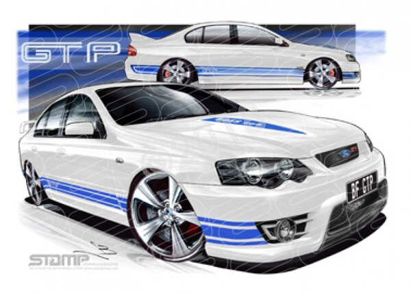 FPV BF GT BF GT-P WINTER WHITE BLUE STRIPES A3 FRAMED PRINT (FV031B)