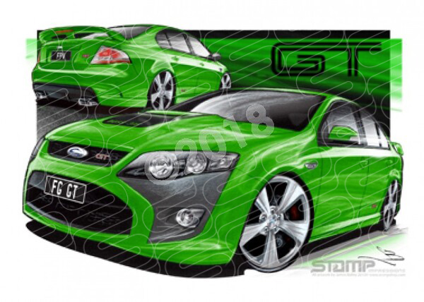 FPV FG GT FG GT DASH GREEN A3 FRAMED PRINT (FV079X)