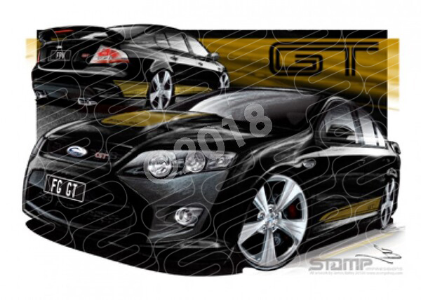 FPV FG GT FG GT SILHOUETTE GOLD STRIPES A3 FRAMED PRINT (FV084)