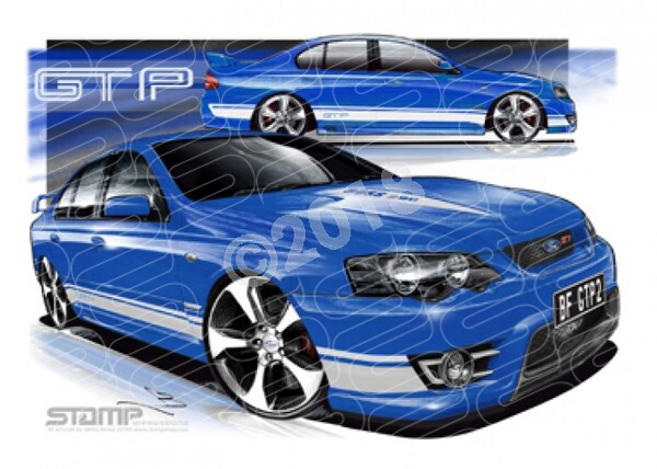 FPV BF GT BF GT-P II CONQUER BLUE WHITE STRIPES A3 FRAMED PRINT (FV151)