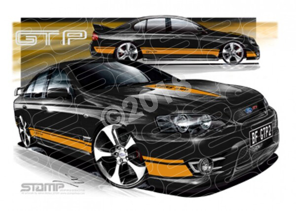 FPV BF GT BF GT-P II SILHOUETTE ORANGE STRIPES A3 FRAMED PRINT (FV152)