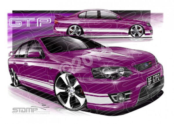 FPV BF GT BF GT-P II MECURY WHITE STRIPES A3 FRAMED PRINT (FV153)