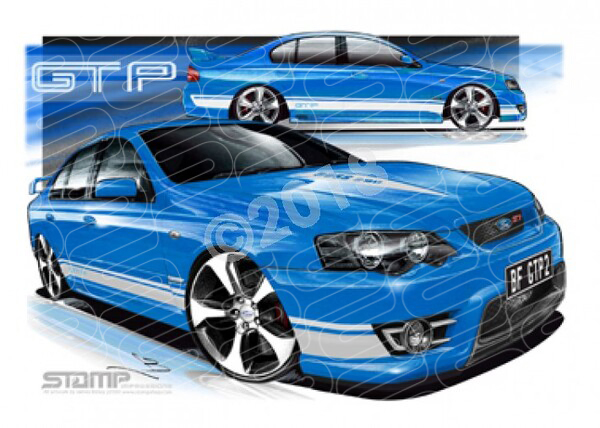 FPV BF GT BF GT-P II SHOCKWAVE WHITE STRIPES A3 FRAMED PRINT (FV154)