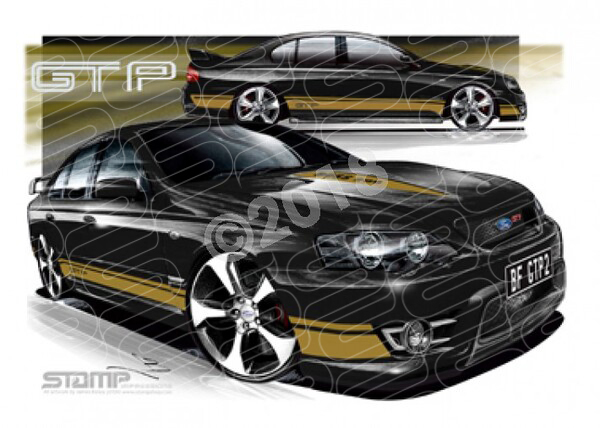 FPV BF GT BF GT-P II SILHOUETTE GOLD STRIPES A3 FRAMED PRINT (FV158)