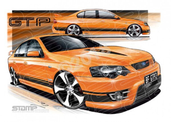 FPV BF GT BF GT-P II OCTANE BLACK STRIPES A3 FRAMED PRINT (FV161)