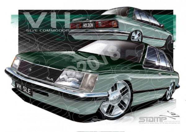 Holden Commodore VH 1981 VH SLE COMMODORE GREEN OVER PALE GREEN A3 FRAMED PRINT (HC127D)