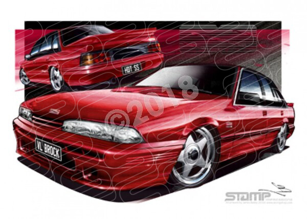 Holden Commodore VL VL SS PERMANENT RED A3 FRAMED PRINT (HC04)