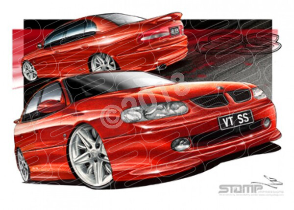HOLDEN VT SS COMMODORE MANTA RED A3 FRAMED PRINT (HC09C)