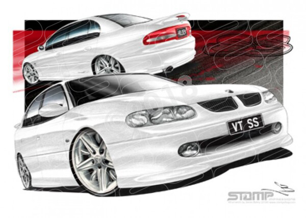 HOLDEN VT SS COMMODORE HERON WHITE A3 FRAMED PRINT (HC09D)