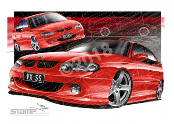 HOLDEN VX SS COMMODORE STING RED A3 FRAMED PRINT (HC10A)