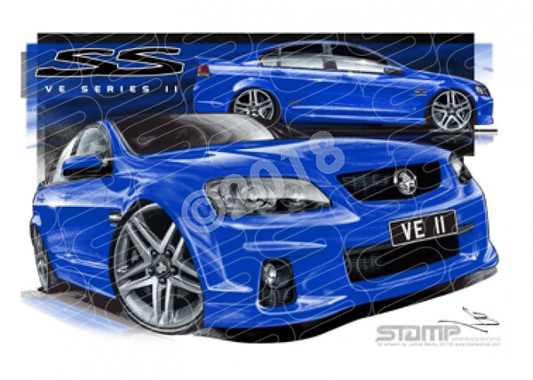 HOLDEN VE II SS COMMODORE VOODOO BLUE A3 FRAMED PRINT (HC422)