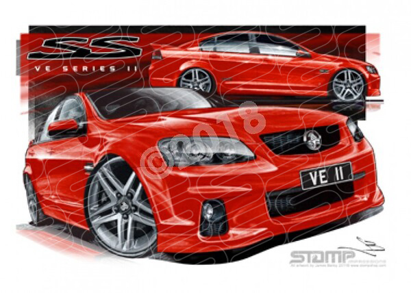 HOLDEN VE II SS COMMODORE RED HOT A3 FRAMED PRINT (HC428)