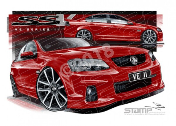 HOLDEN VE II SSV COMMODORE SIZZLE RED A3 FRAMED PRINT (HC441)