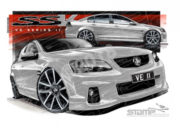 HOLDEN VE II SSV COMMODORE NITRATE SILVER A3 FRAMED PRINT (HC445)