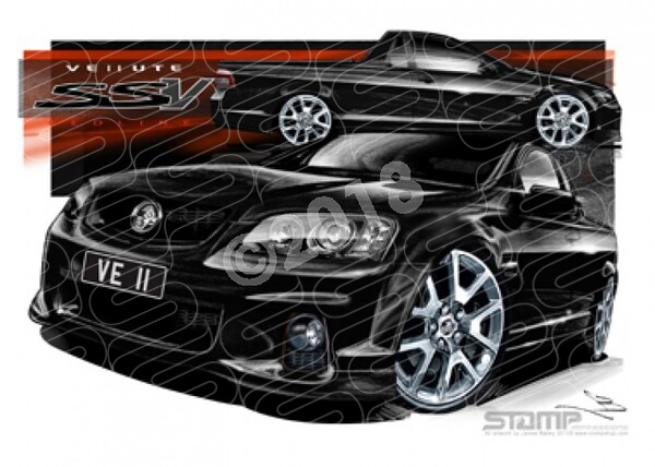 HOLDEN VE II SS V REDLINE UTE PHANTOM BLACK A3 FRAMED PRINT (HC476)