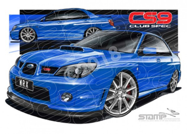 Imports Subaru WRX CS9 CLUB SPEC IMPREZA BLUE A3 FRAMED PRINT (S080)