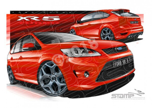 Imports FORD FOCUS XR5 TURBO RED A3 FRAMED PRINT (FT288)