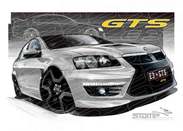 HSV Gts E3 E3 GTS NITRATE BLACK WHEELS YELLOW BADGE A3 FRAMED PRINT (V271)