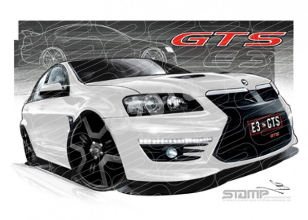 HSV Gts E3 E3 GTS HERON WITH BLACK WHEELS A3 FRAMED PRINT (V272)