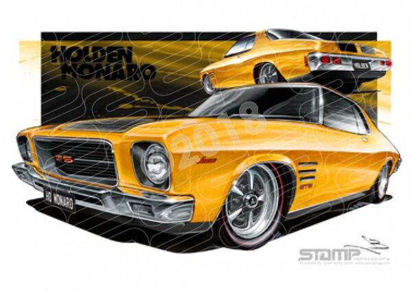 Holden Monaro HQ MONARO CHROME YELLOW A3 FRAMED PRINT (HC75)