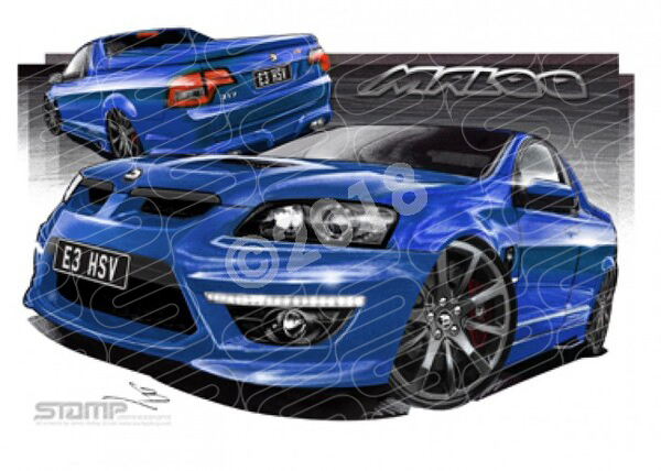 HSV E3 MALOO UTE VOODOO BLUE A3 FRAMED PRINT HOLDEN CAR WALL ART