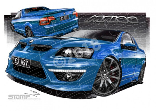 HSV Maloo E3 E3 MALOO UTE PERFECT BLUE A3 FRAMED PRINT (V284)