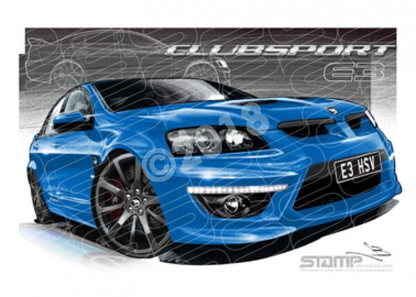 HSV E3 CLUBSPORT PERFECT BLUE SV BLACK A3 FRAMED PRINT (V295)