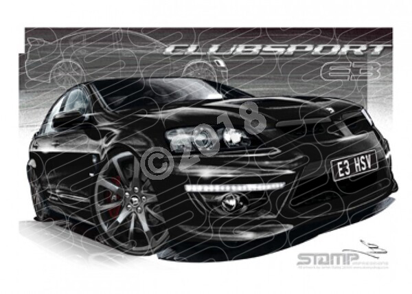 HSV E3 CLUBSPORT PHANTOM SV BLACK A3 FRAMED PRINT (V296)