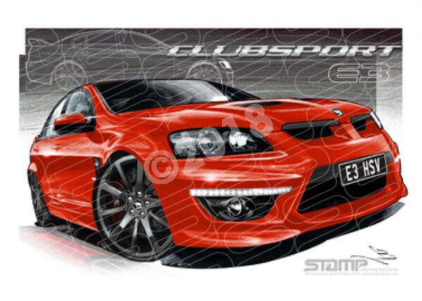 HSV E3 CLUBSPORT RED HOT SV BLACK A3 FRAMED PRINT (V299)