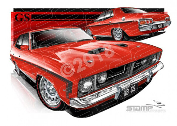 Ford Classics XB GS XB 500 FALCON GS RED PEPPER A3 FRAMED PRINT (FT310)