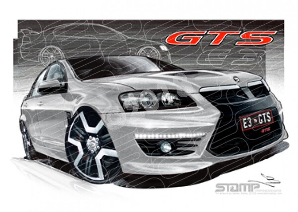 HSV Gts E3 E3 GTS NITRATE BLACK WHEELS RED BADGE A3 FRAMED PRINT (V262B)