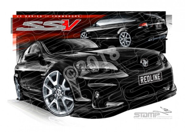 HOLDEN VE II SSV REDLINE COMMODORE WAGON PHANTOM BLACK A3 FRAMED PRINT (HC488)