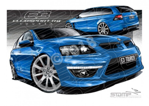 HSV Wagon E3 TOURER WAGON PERFECT BLUE A3 FRAMED PRINT (V340)
