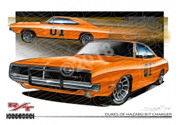 DUKES OF HAZZARD CHARGER A3 FRAMED PRINT (M002)