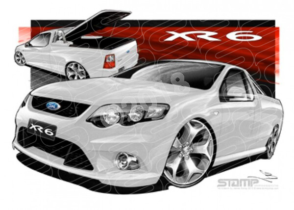 FORD FG XR6 FALCON UTE WINTER WHITE A3 FRAMED PRINT (FT324)