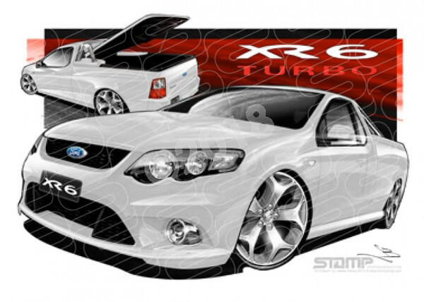 FORD FG XR6 FALCON UTE TURBO WINTER WHITE A3 FRAMED PRINT (FT324T)