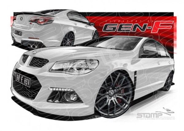 HSV F SERIES SV CLUBSPORT R8 HERON WHITE A3 FRAMED PRINT (V350)