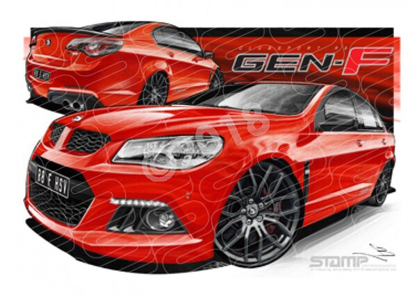 HSV F SERIES SV CLUBSPORT R8 RED HOT A3 FRAMED PRINT (V353)