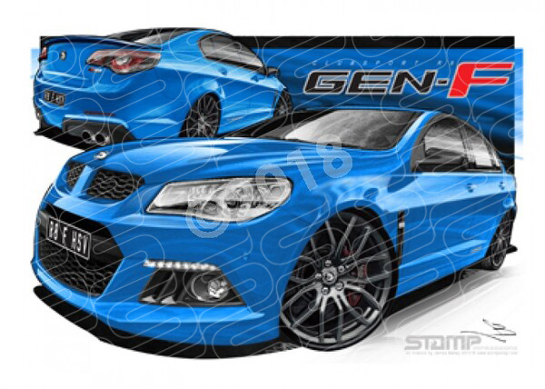 HSV F SERIES SV CLUBSPORT R8 PERFECT BLUE A3 FRAMED PRINT (V357)