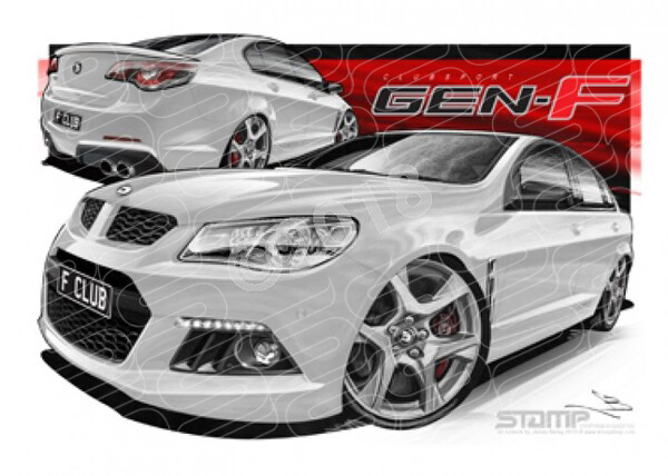 HSV F SERIES CLUBSPORT HERON WHITE A3 FRAMED PRINT (V360)