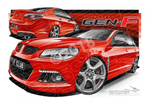 HSV F SERIES CLUBSPORT RED HOT A3 FRAMED PRINT (V363)