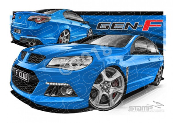 HSV F SERIES CLUBSPORT PERFECT BLUE A3 FRAMED PRINT (V367)