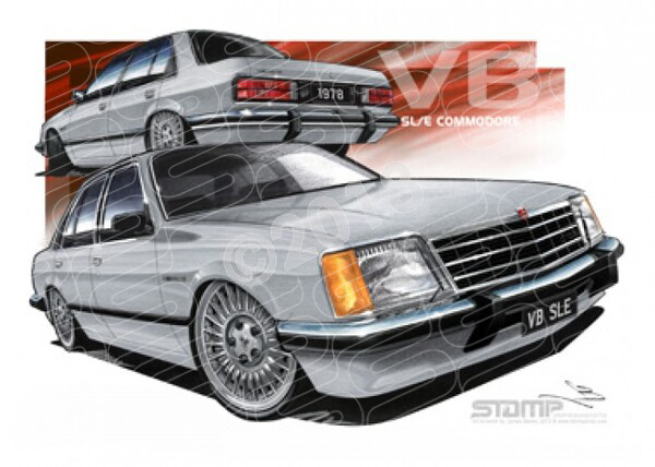 Holden Commodore VB 1978 HOLDEN VB SLE COMMODORE SILVER A3 FRAMED PRINT (HC117B)